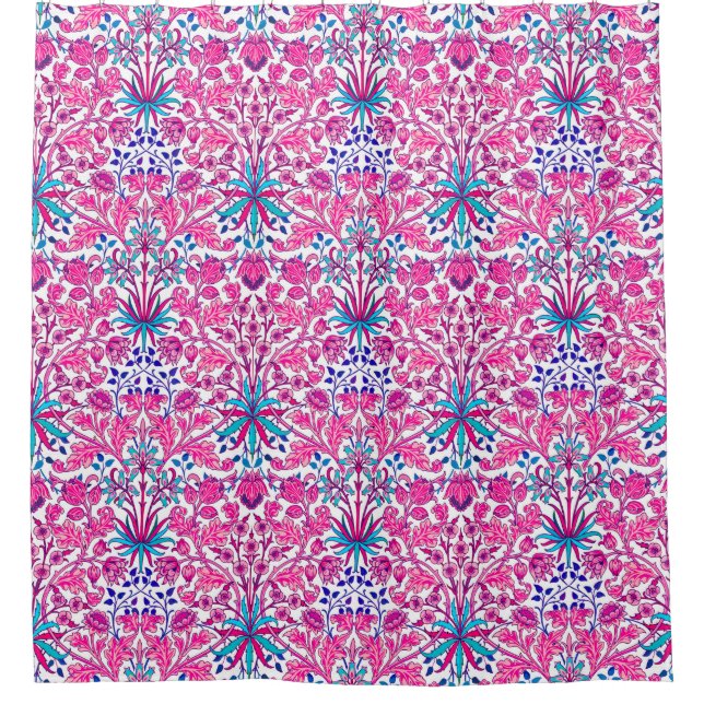 William Morris Hyacinth Print, Fuchsia Pink Shower Curtain (Front)