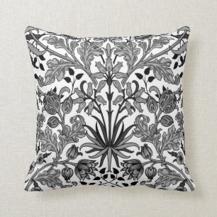William Morris Hyacinth Print, Grey, Black & White Cushion