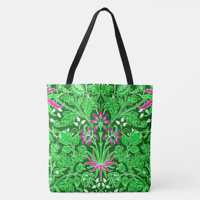 William Morris Hyacinth Print, Lime Green Tote Bag (Front)