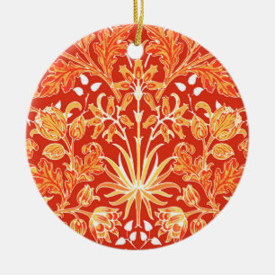 William Morris Hyacinth Print, Mandarin Orange  Ceramic Tree Decoration