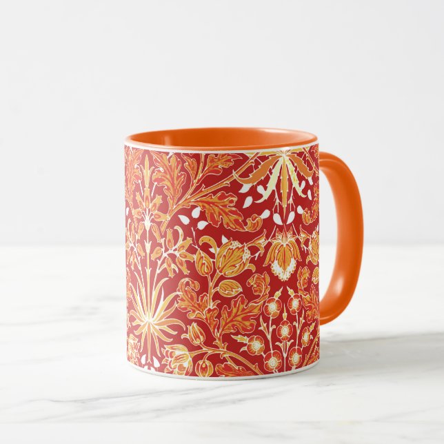 William Morris Hyacinth Print, Mandarin Orange  Mug (Front Right)