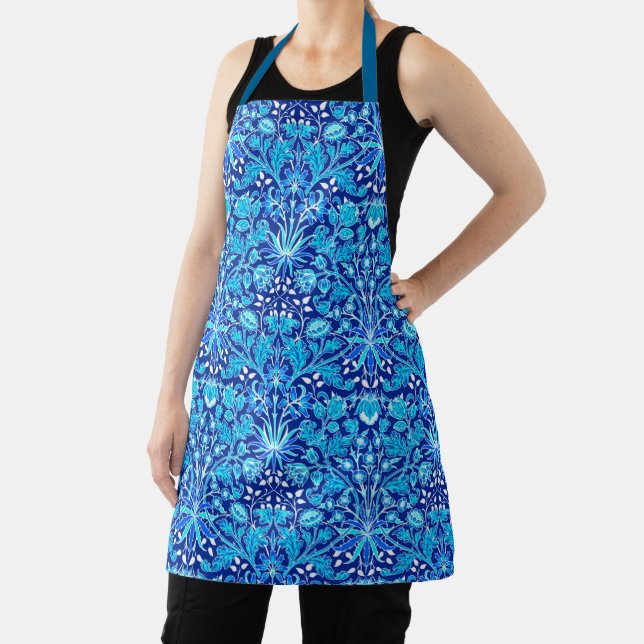 William Morris Hyacinth Print, Navy & Cobalt Blue  Apron (Insitu)