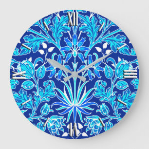 William Morris Hyacinth Print, Navy & Cobalt Blue Large Clock