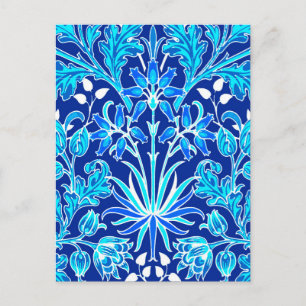William Morris Hyacinth Print, Navy & Cobalt Blue Postcard