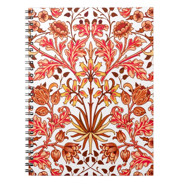 William Morris Hyacinth Print, Orange and Rust Notebook (Front)