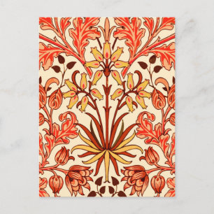 William Morris Hyacinth Print, Orange and Rust Postcard
