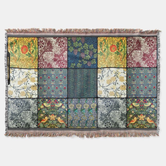 William * Morris II Art Nouveau Quilt Patch Throw Blanket (Front)