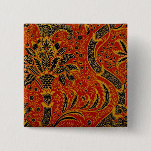 William Morris India Red Floral 15 Cm Square Badge
