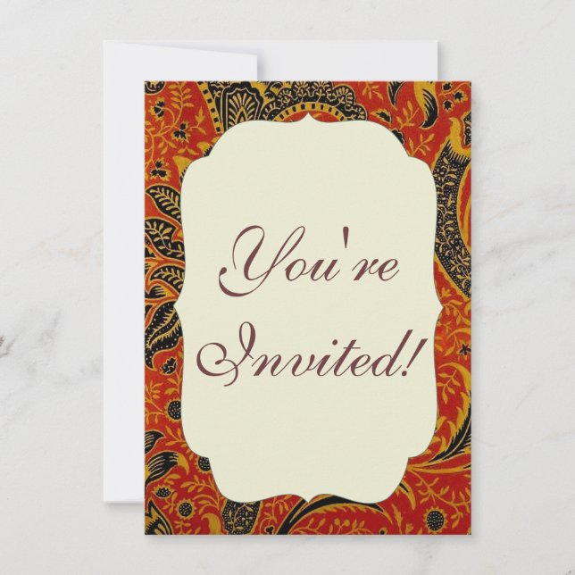 William Morris India Red Floral Invitation (Front)