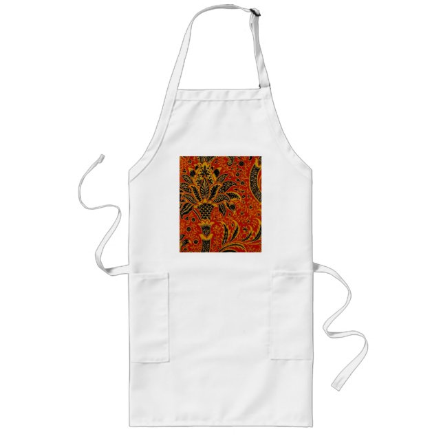 William Morris India Red Floral Long Apron (Front)