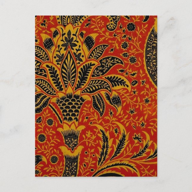 William Morris India Red Floral Postcard (Front)