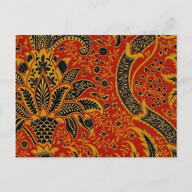 William Morris India Red Floral Postcard (Front)