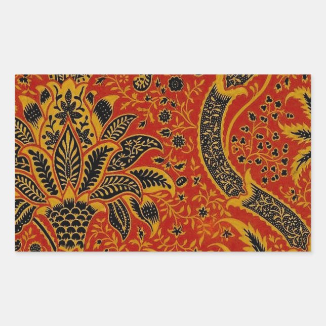 William Morris India Red Floral Rectangular Sticker (Front)