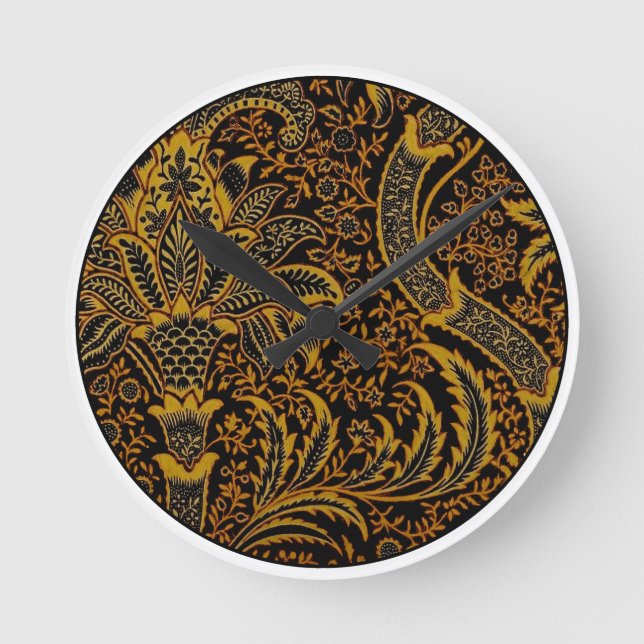 William Morris India Red Floral Round Clock (Front)
