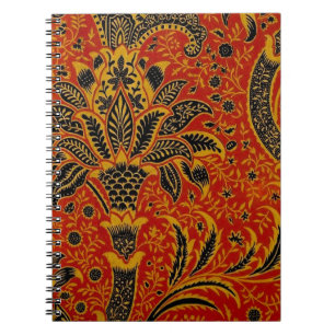 William Morris India Red Floral Spiral Notebook