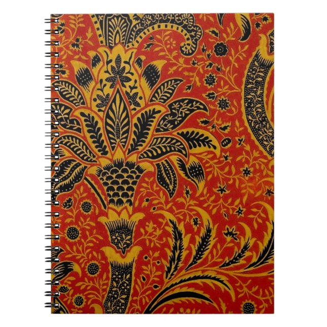 William Morris India Red Floral Spiral Notebook (Front)