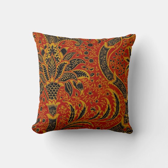 William Morris India Red Floral Vintage Classic Cushion (Front)