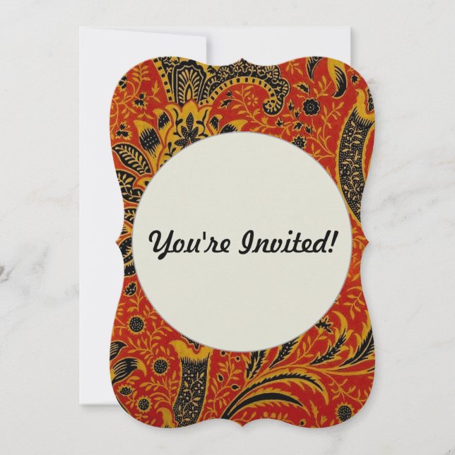 William Morris India Red Floral Vintage Classic Invitation (Front)