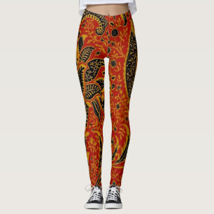 William Morris India Red Floral Vintage Classic Leggings