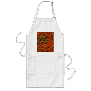 William Morris India Red Floral Vintage Classic Long Apron