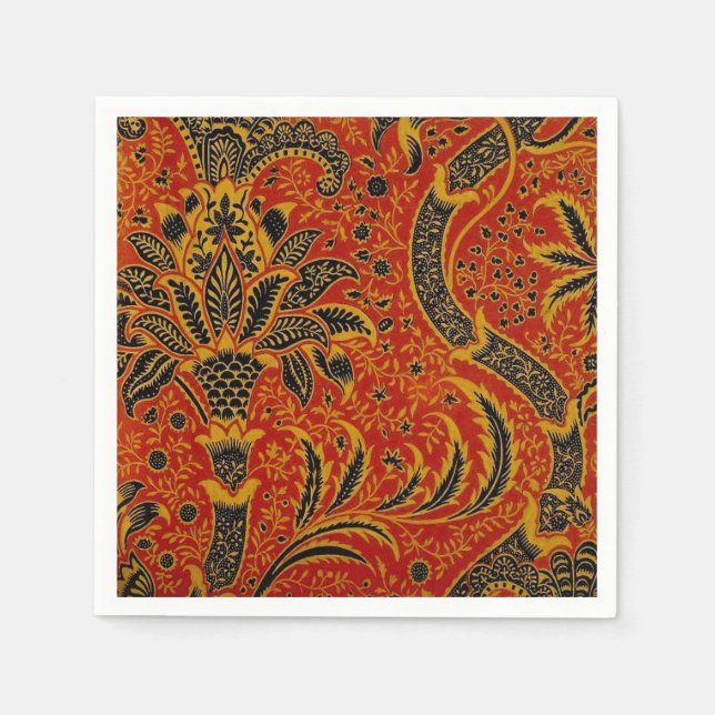 William Morris India Red Floral Vintage Classic Napkin (Front)