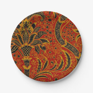 William Morris India Red Floral Vintage Classic Paper Plate
