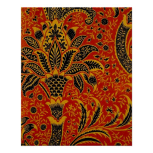 William Morris India Red Floral Vintage Classic Poster