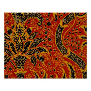 William Morris India Red Floral Vintage Classic Poster