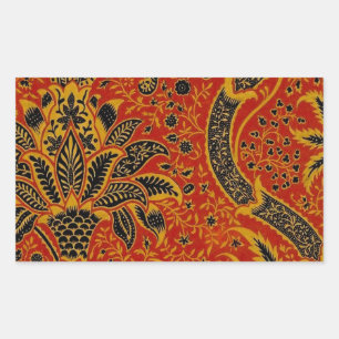 William Morris India Red Floral Vintage Classic Rectangular Sticker