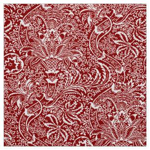 William Morris Indian, Dark Red and White Fabric