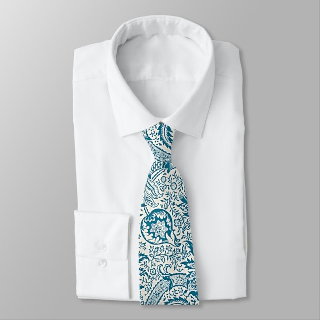 William Morris Indian Floral Pattern Neck Tie (Tied)