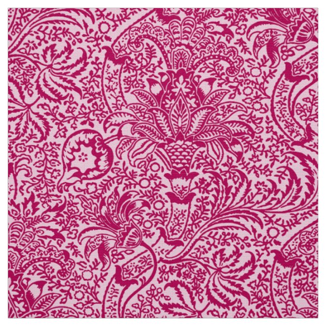 William Morris Indian, Fuchsia and Pastel Pink Fabric (Swatch)