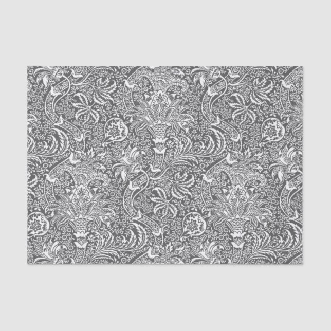 William Morris Indian, Graphite Grey and White Tissue Paper (Front)
