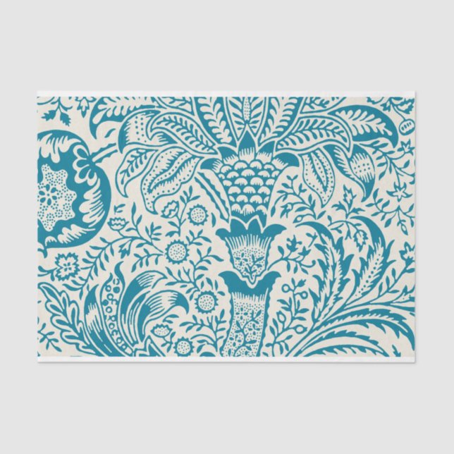 William Morris, Indian pattern, Turquoise Tissue Paper (Front)