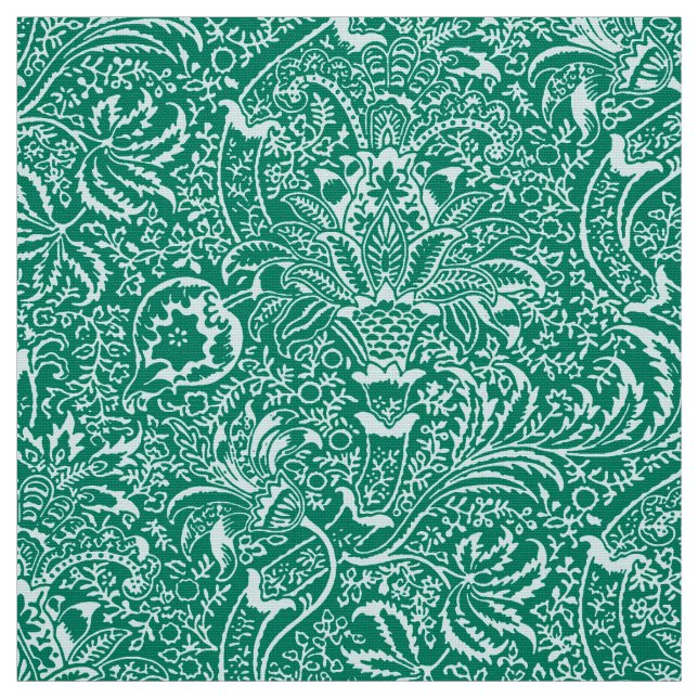 William Morris Indian, Turquoise and Light Aqua Fabric (Swatch)