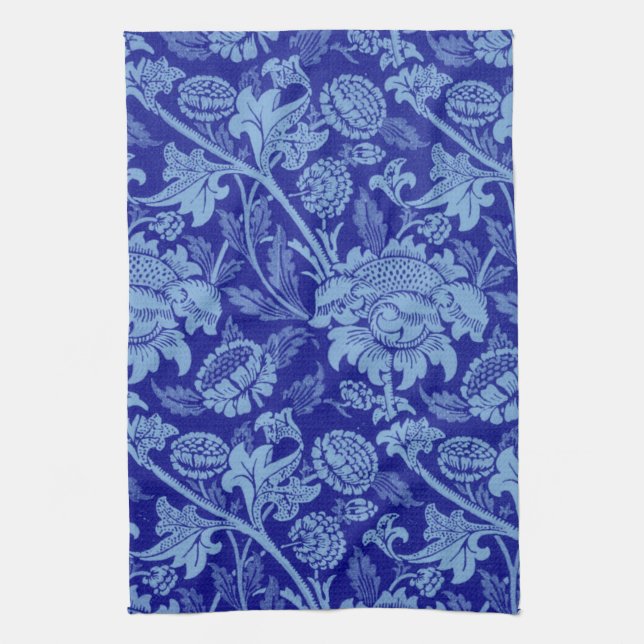 William Morris - Indigo Blue Wey Fabric Tea Towel (Vertical)