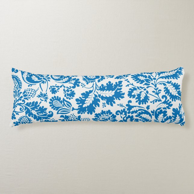 William Morris Inspired Blue Botanical Body Cushion (Front)