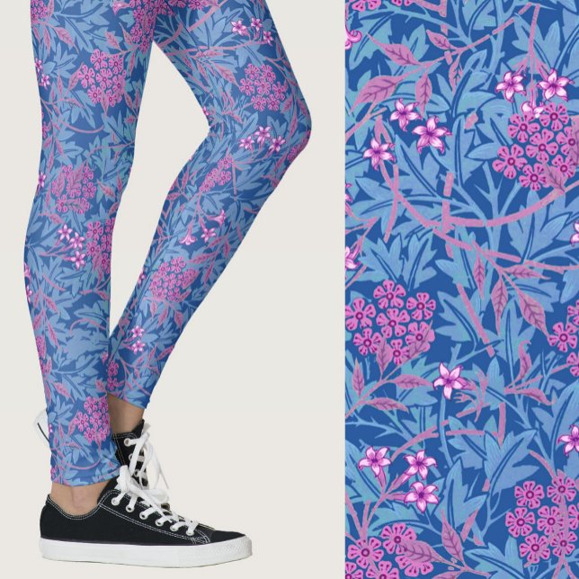 William Morris Inspired Blue Floral Patterned Leggings (Creator Uploaded)