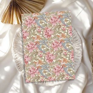 William Morris inspired blush pink sage green blue Tissue Paper