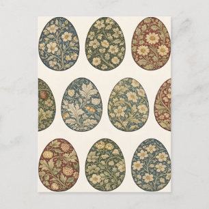 William Morris Inspired Botanical Easter Egg Postcard