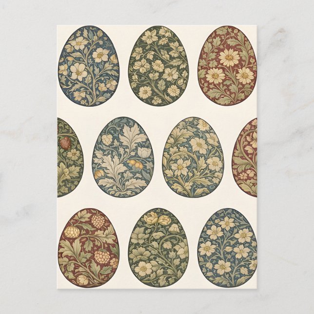 William Morris Inspired Botanical Easter Egg  Postcard (Front)