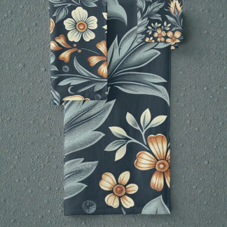 William Morris Inspired Botanical Style Pattern Bath Towel Set