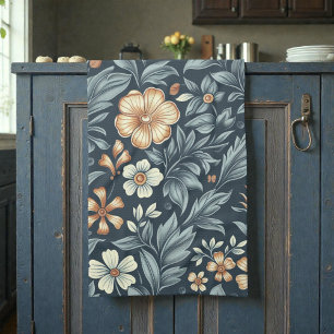 William Morris Inspired Botanical Style Pattern Tea Towel