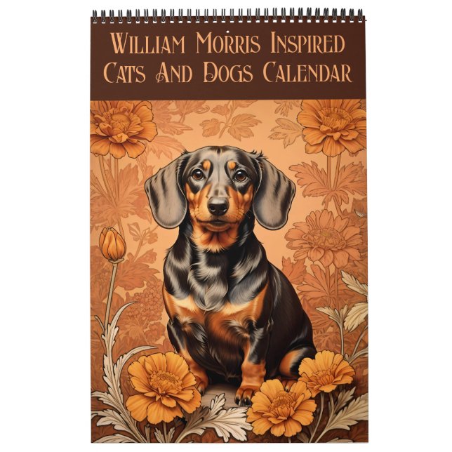 William Morris Inspired Cats And Dogs 2025  Calendar (Cover)