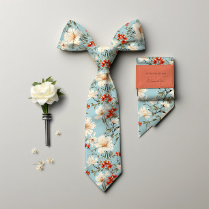 William Morris-Inspired Cherry Blossom Floral Tie