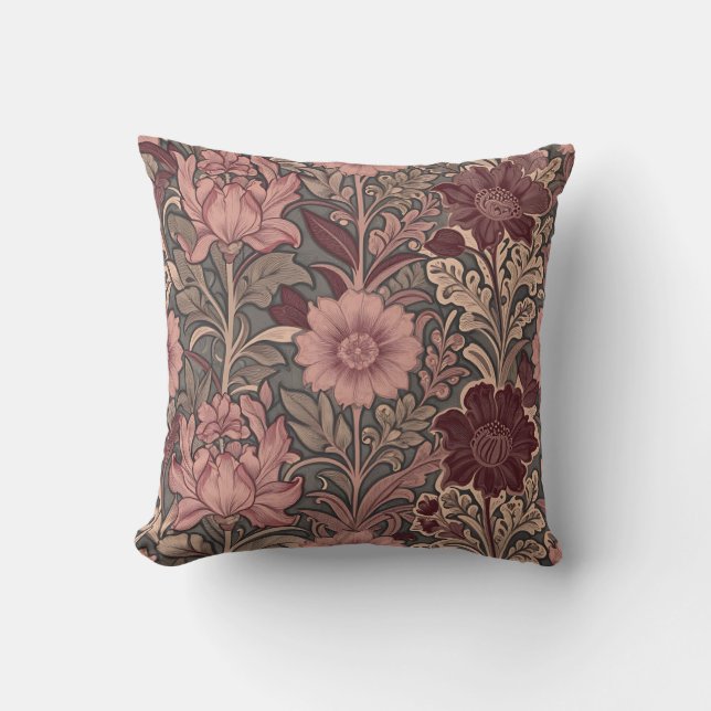 William Morris Inspired Floral Pattern Cushion (Front)