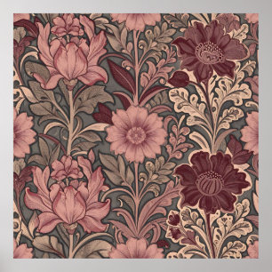 William Morris Inspired Floral Pattern Poster