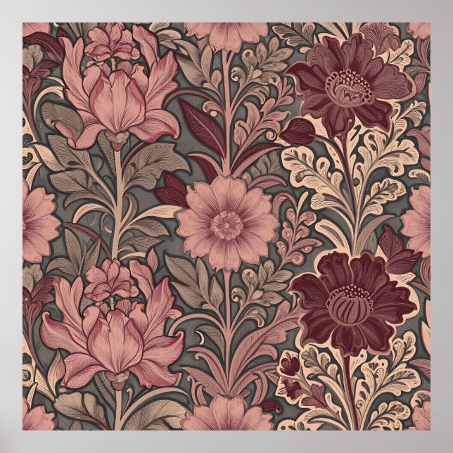 William Morris Inspired Floral Pattern Poster (Front)