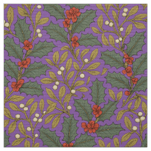 William Morris Inspired Holly & Mistletoe Fabric