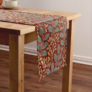 William Morris Inspired Holly & Mistletoe Short Table Runner